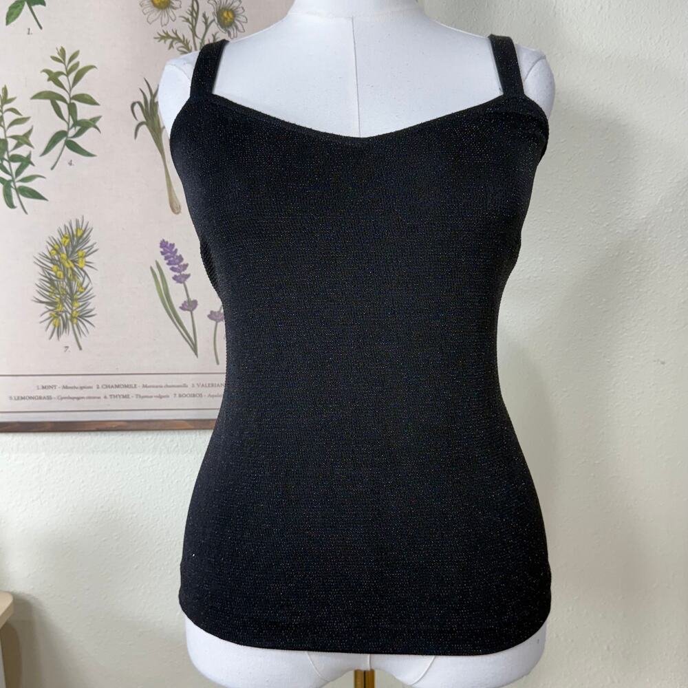 Vintage 90s Sparkle Metallic Tank Top Whimsigoth Dark Romantic Goth Vampire 1X